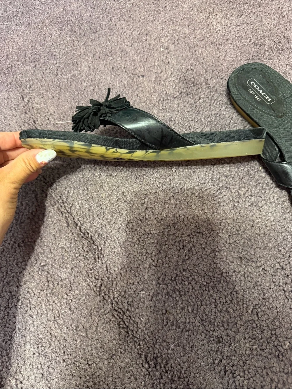 Coach Black Floral Appliqué Slide Mules